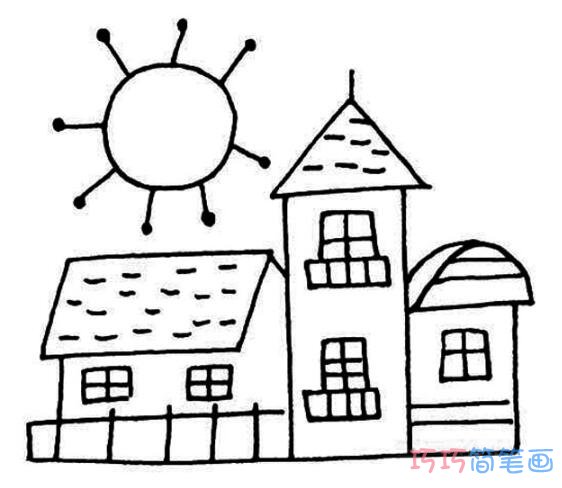 儿童简笔画简单别墅的画法简单易学
