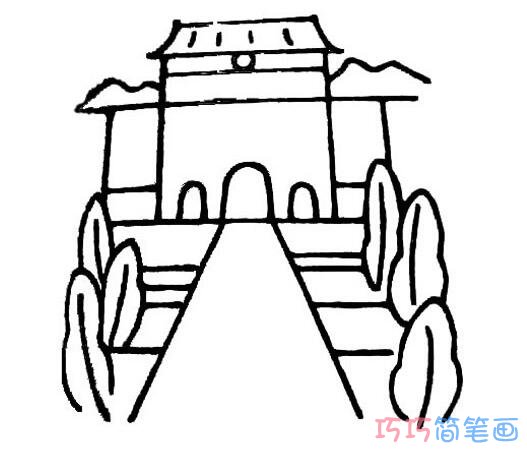 儿童简笔画寺庙大门怎么画简单好看