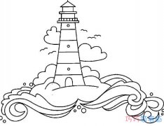 简单海上灯塔的画法简笔画图片