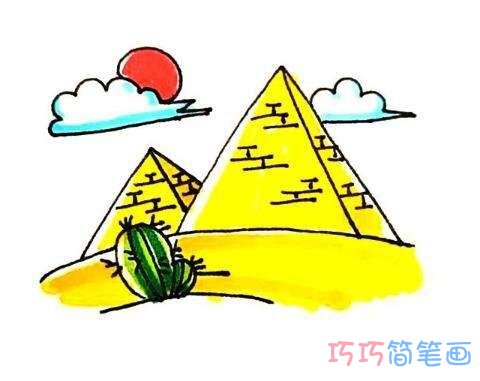 幼儿简笔画埃及金字塔怎么画简单好看