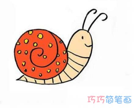卡通蜗牛怎么画涂颜色蜗牛的画法步骤图