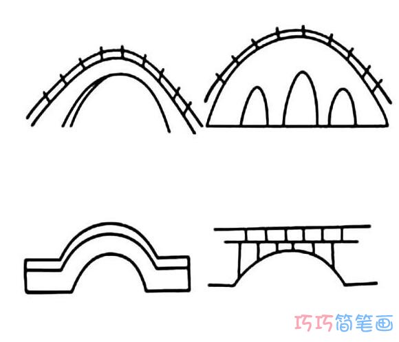 幼儿简笔画石拱桥的画法步骤图简单