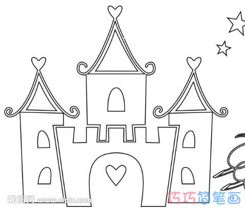 古典城堡怎么画简单漂亮城堡简笔画图片