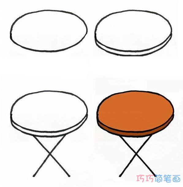 儿童餐桌怎么画简单 涂上餐桌的画法步骤图