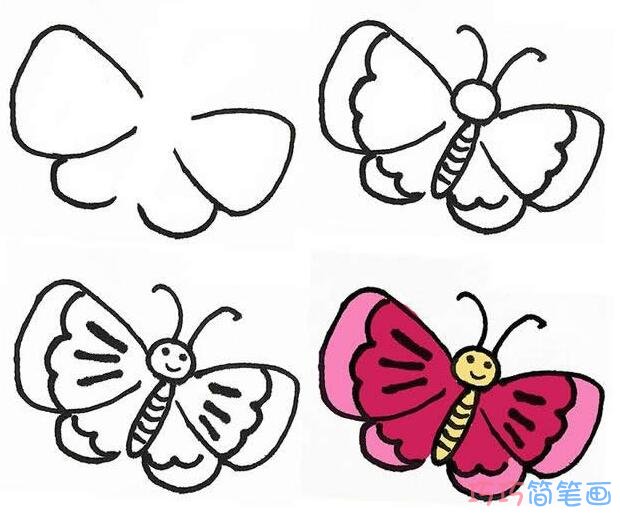 简单蝴蝶怎么画涂颜色蝴蝶简笔画图片