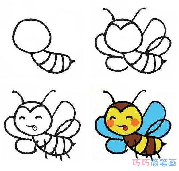 简单小蜜蜂怎么画彩色小蜜蜂简笔画图片