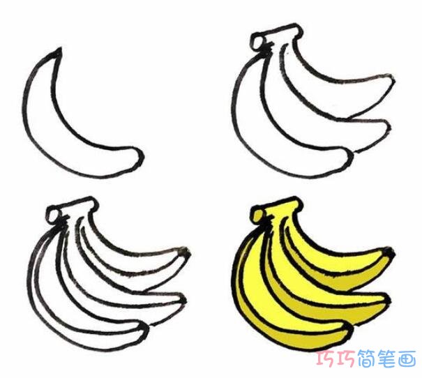 儿童简笔画卡通香蕉的画法步骤图涂颜色