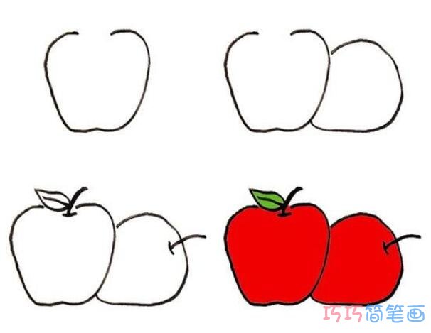 幼儿简笔画红苹果的画法步骤图简单