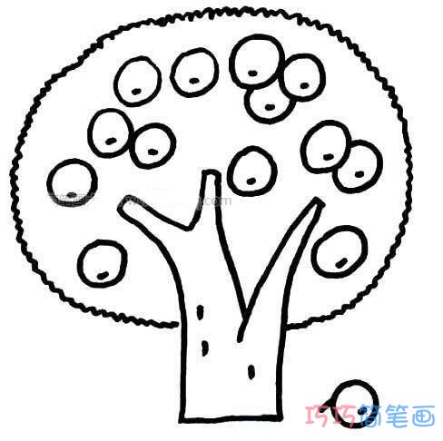 怎么画一棵果树涂色简笔画图片简单