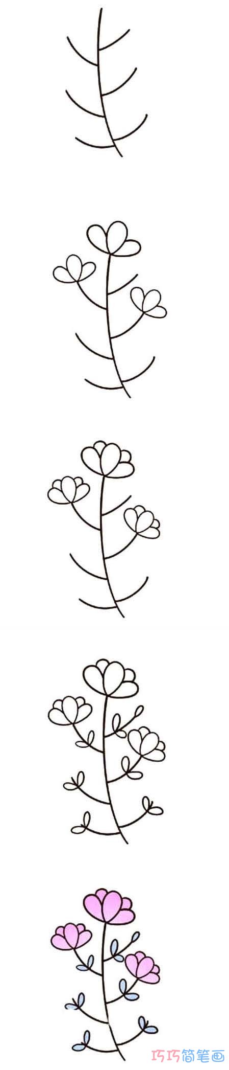 儿童简笔画漂亮小花朵的画法步骤图
