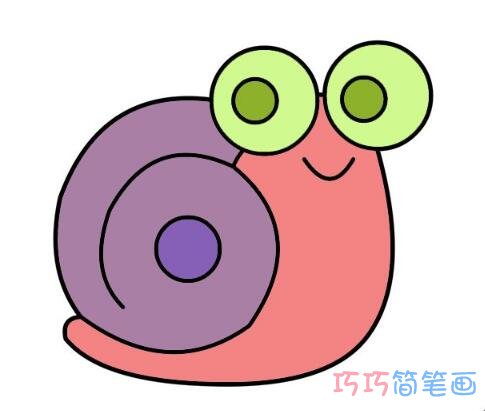怎样画可爱小蜗牛简笔画步骤图带颜色