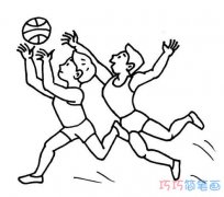 怎样画打篮球运动小男孩简笔画步骤图好看