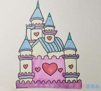 彩色城堡的画法步骤图 漂亮城堡怎么画涂色