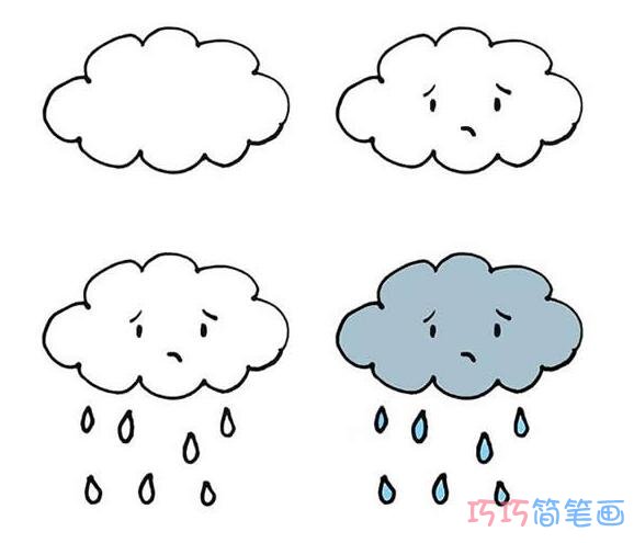 下雨天气预报简笔画怎么画简单好看