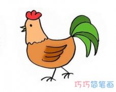 怎样画大公鸡简笔画步骤图带颜色漂亮