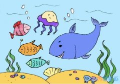 海洋动物主题儿童画怎么画简单漂亮