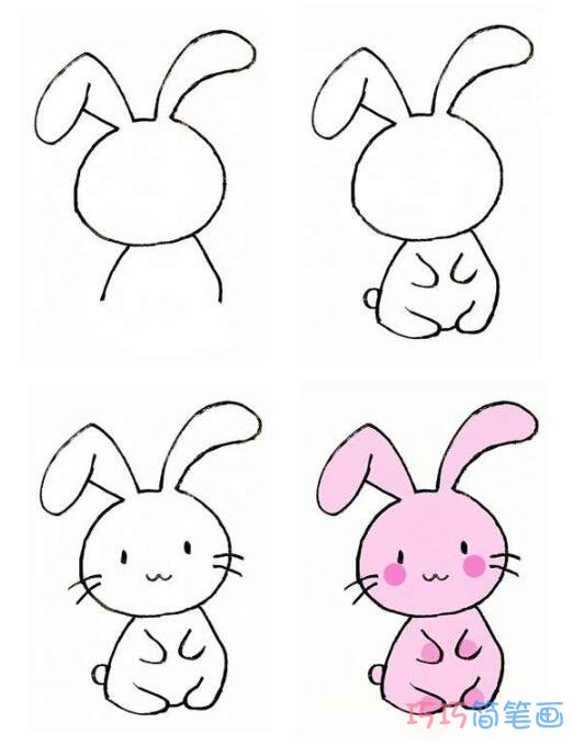 怎样画可爱的小白兔简笔画带步骤图彩色