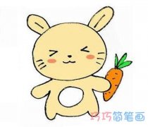 怎样画小白兔吃胡萝卜的简笔画带颜色