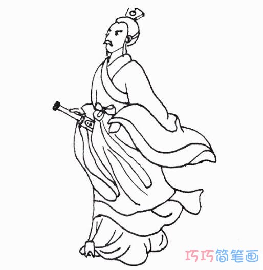 屈原怎么画素描 屈原的画法简笔画教程