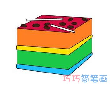 方形生日蛋糕简笔画步骤图彩色简单