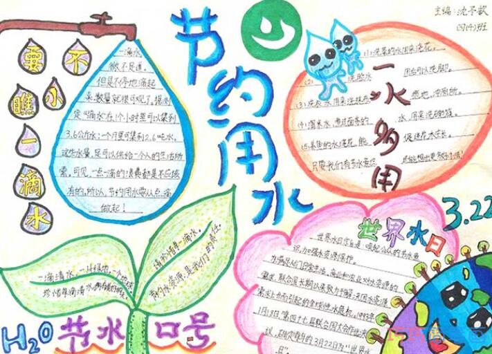 关于勤俭节约节约用水手抄报简单漂亮