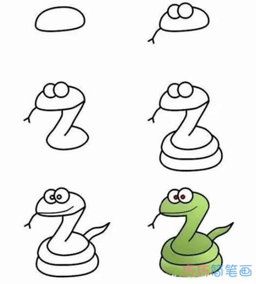 简单小蛇简笔画怎么画带步骤图彩色