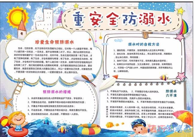 关于重安全防溺水的手抄报图片简单漂亮