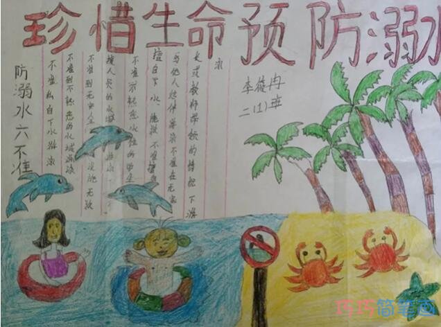 关于小学生珍惜生命预防溺水游泳安全手抄报简单漂亮