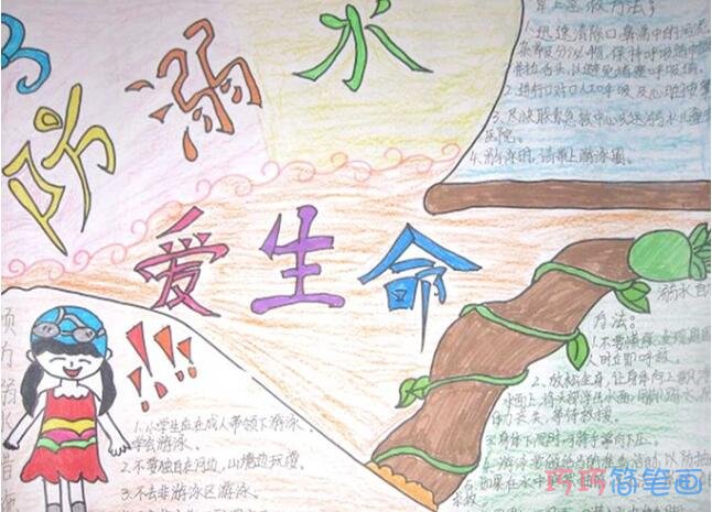关于中小学生预防溺水的手抄报图片简单漂亮