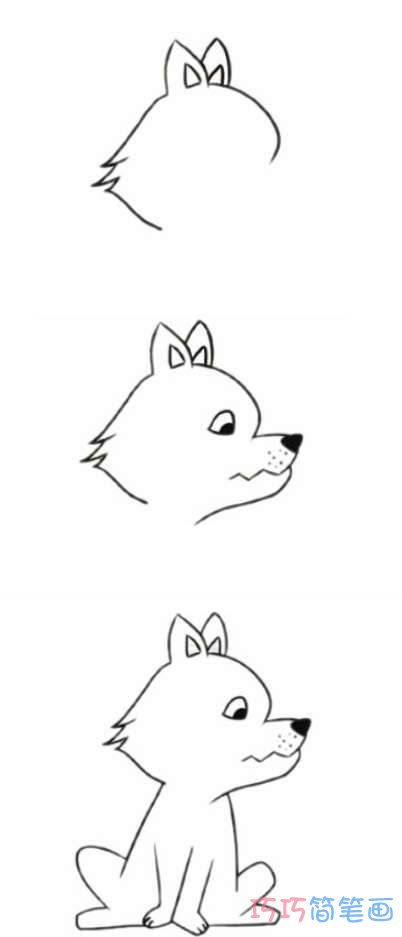 卡通大灰狼的画法步骤图带颜色 大灰狼简笔画图片