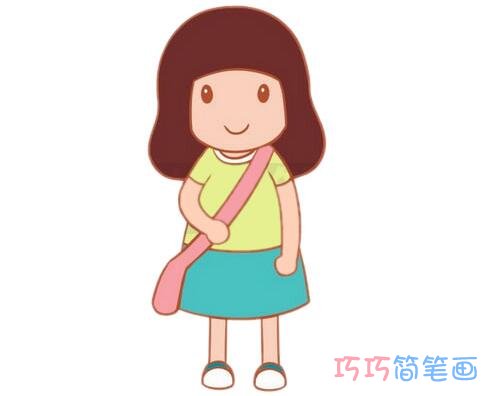 女学生的画法步骤图带颜色 女生简笔画图片