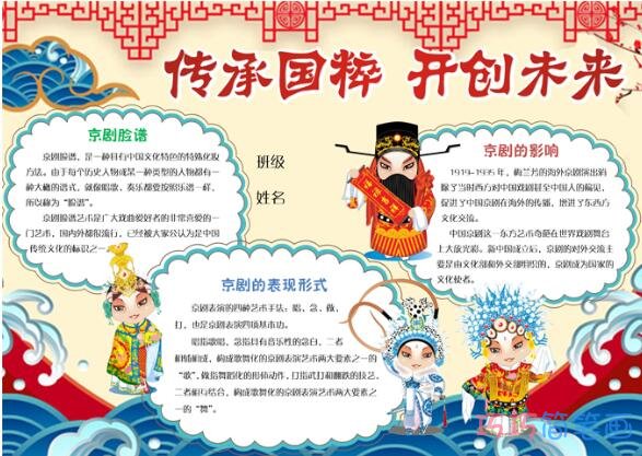 关于传承国学 传承国粹 开创未来手抄报模板简单好看