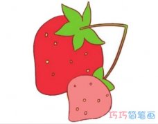 红草莓的画法步骤图带颜色 草莓简笔画图片