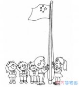 小学生升国旗仪式简笔画怎么画简单好看