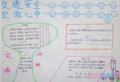 关于交通安全记我心中 小学生交通安全手抄报模板简单漂亮