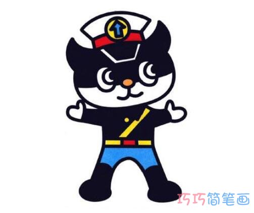 黑猫警长填色怎么画简单好看 黑猫警长简笔画图片