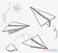 儿童节玩纸飞机的画法简单 儿童节简笔画图片