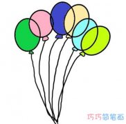 放飞气球庆祝61儿童节简笔画简单漂亮