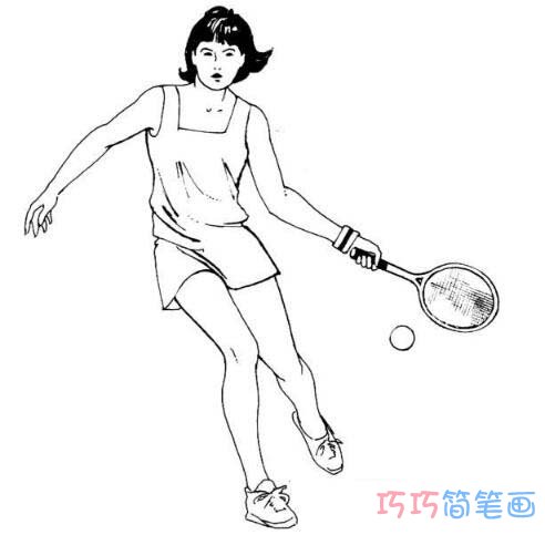 打网球女孩怎么画素描简笔画简单好看