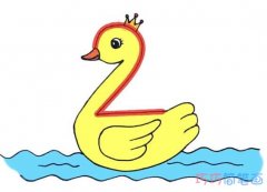 数字2小鸭子的画法步骤图填色 小鸭子简笔画图片