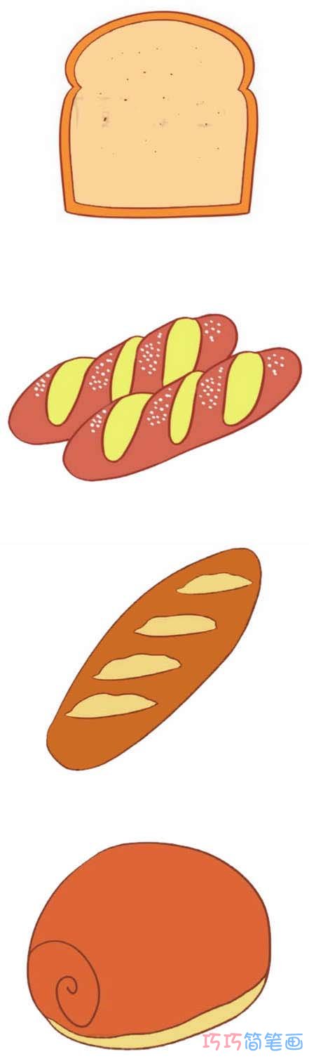 儿童面包涂色怎么画好看 面包简笔画图片