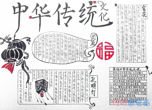 关于中华传统文化诗经的手抄报的画法样例模板简单漂亮