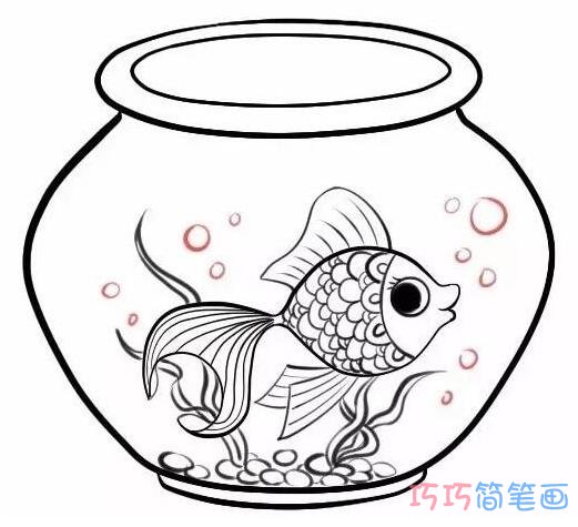  简单漂亮金鱼缸怎么画 鱼缸简笔画图片