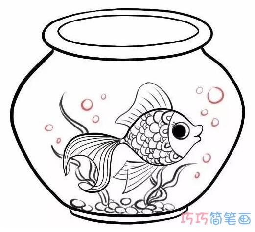  简单漂亮金鱼缸怎么画 鱼缸简笔画图片