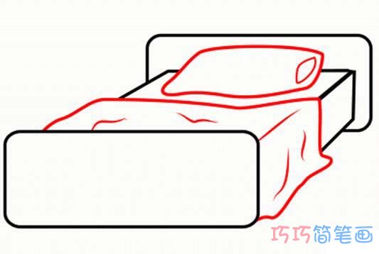 简单儿童床的画法教程 床铺简笔画图片