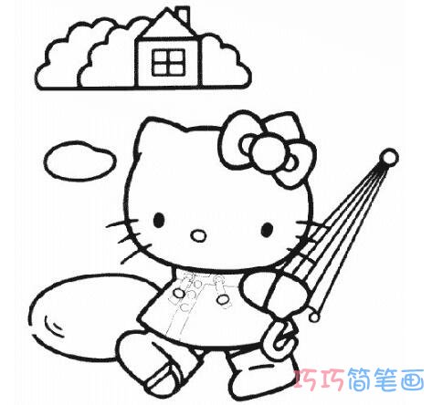 坐海豚上的kitty猫怎么画简单好看