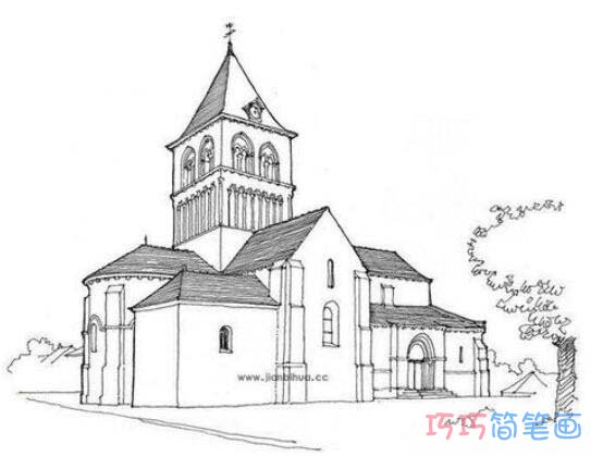 基督教堂的画法手绘简单漂亮 教堂简笔画图片