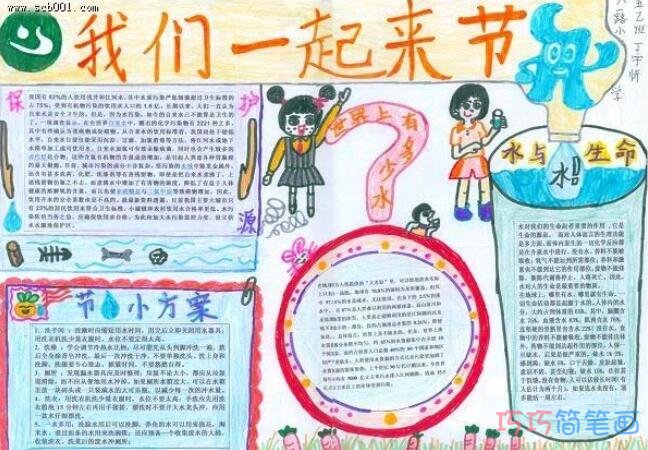 小学生关于我们一起来节水节约用水手抄报模板怎么画简单漂亮