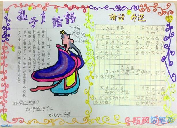 小学生关于国学经典孔子论语手抄报怎么画简单漂亮