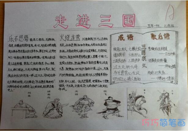 小学生关于走进三国三国英雄的手抄报怎么画简单好看